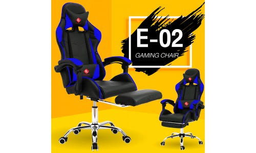 B&G เก้าอี้เล่นเกม เก้าอี้เกมมิ่ง เก้าอี้คอเกม Raching Gaming Chair รุ่น E-02(Blue)